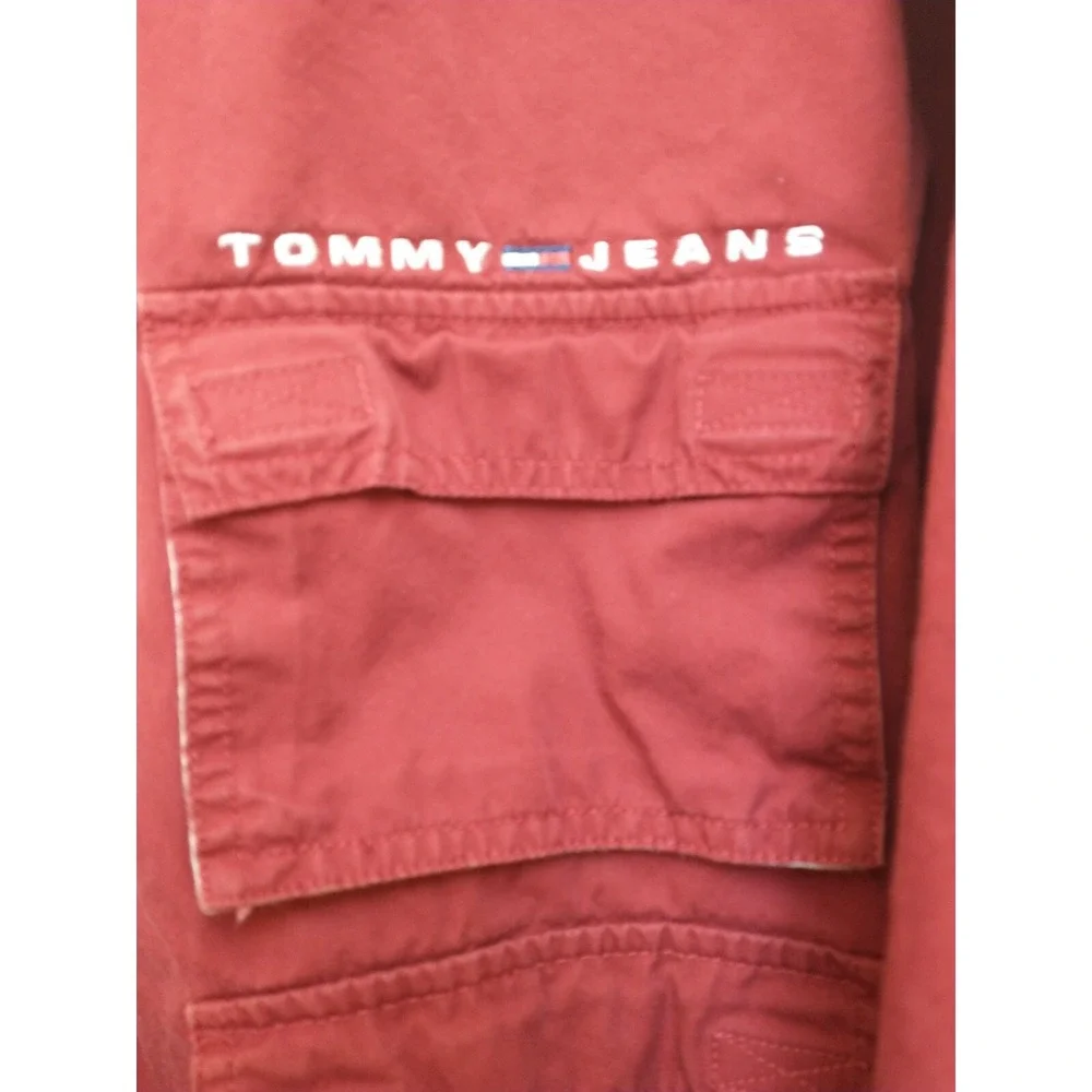 Vintage Men's Tommy Jean‎ Button Up Shirt Cargo Pockets Red XXL
